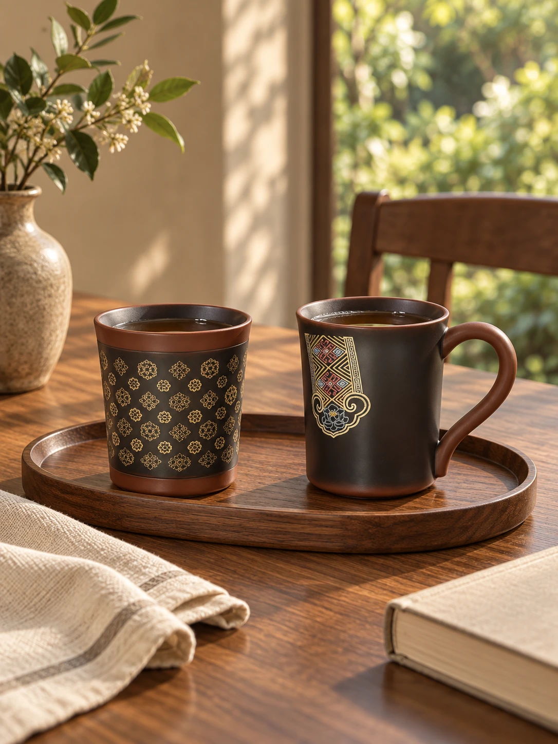 Patterned Ceramic Tea Pair in context