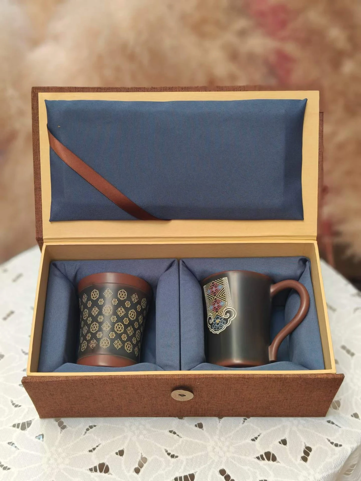 Patterned Ceramic Tea Pair — Supplier photograph