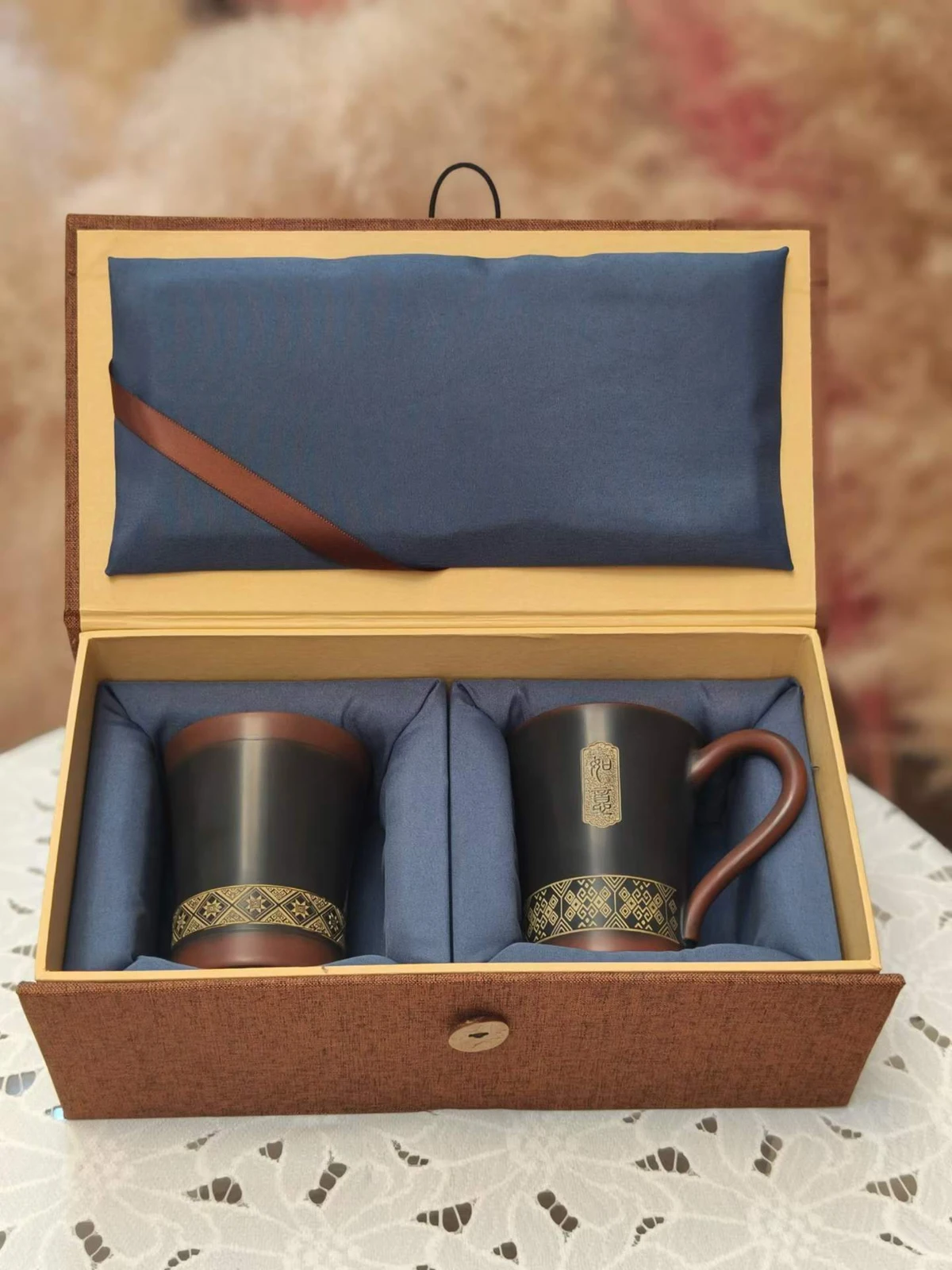 Patterned Ceramic Tea Pair — Supplier photograph