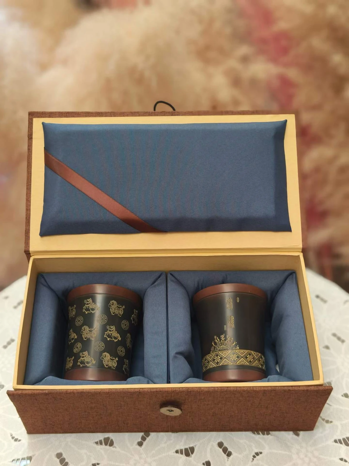 Patterned Ceramic Tea Pair — Supplier photograph