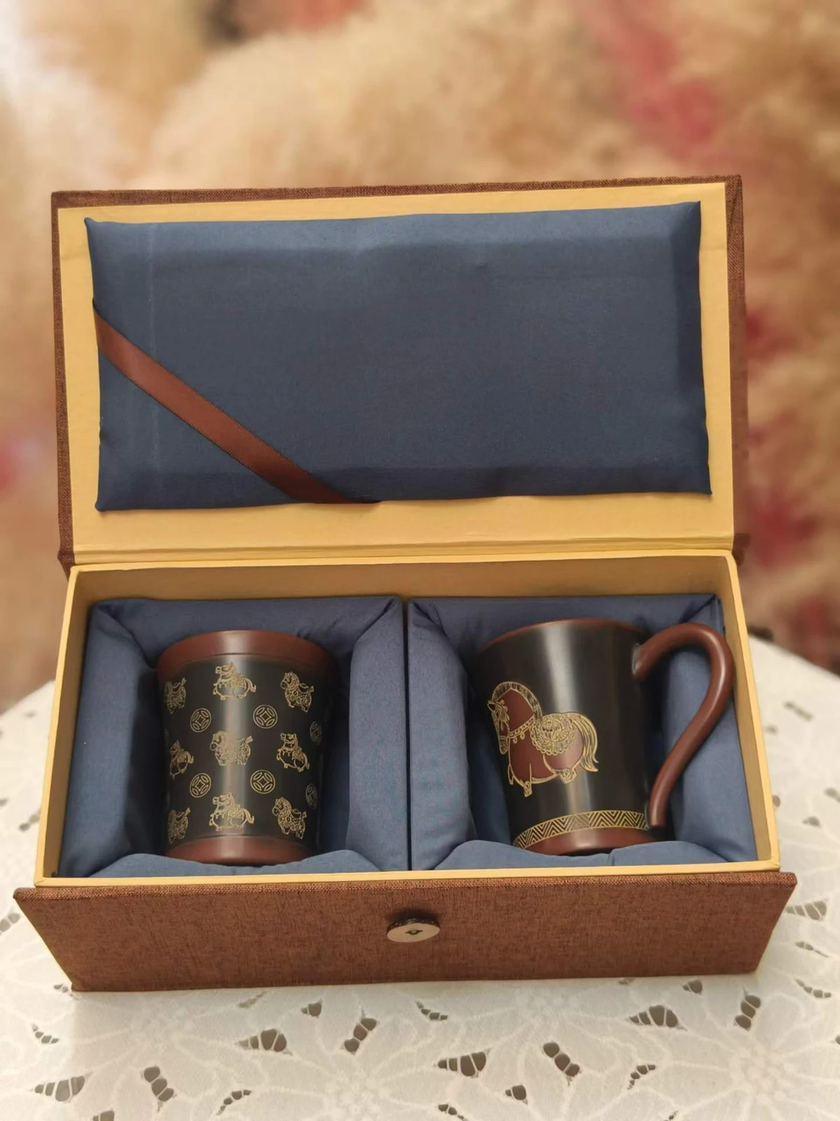 Patterned Ceramic Tea Pair — Supplier photograph