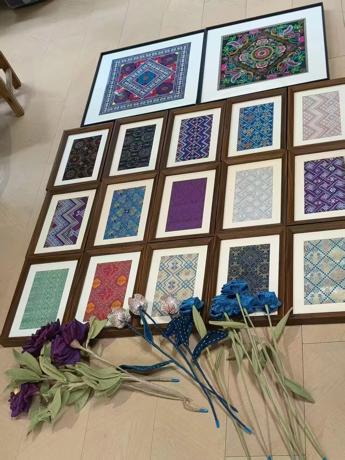 Framed Brocade Studies — Supplier photograph