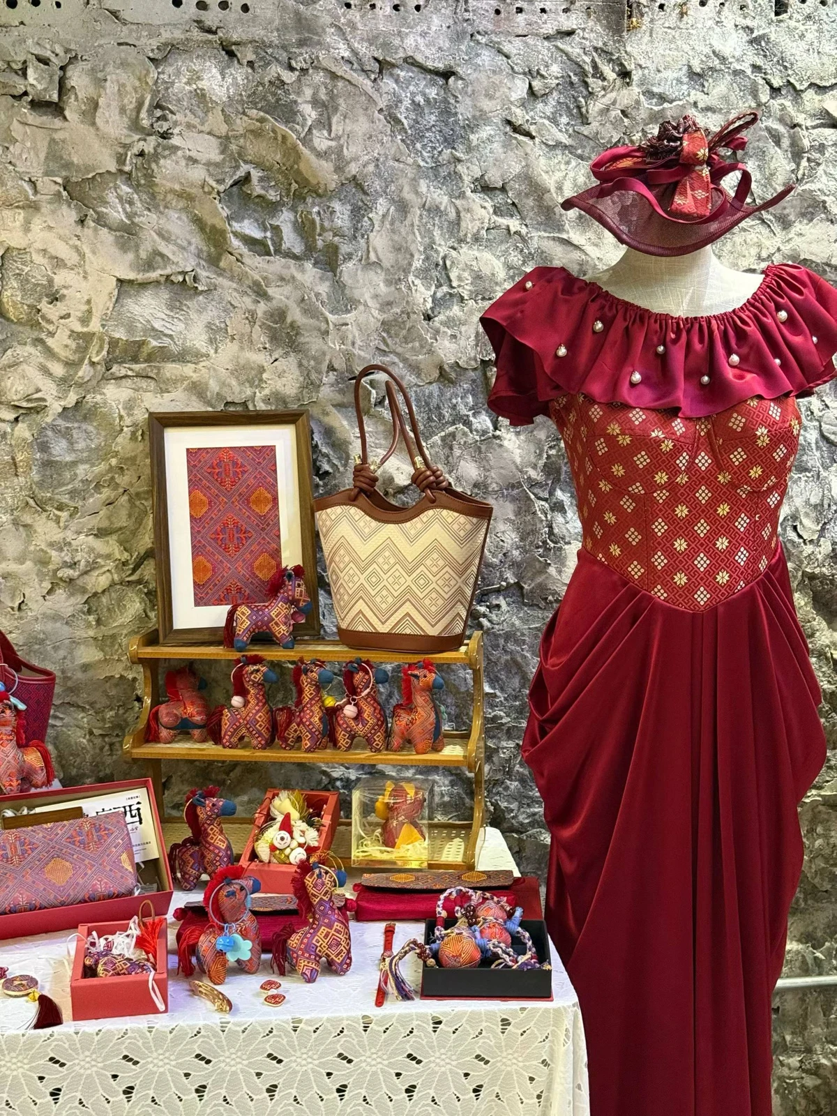 Crimson Brocade Top — Supplier photograph