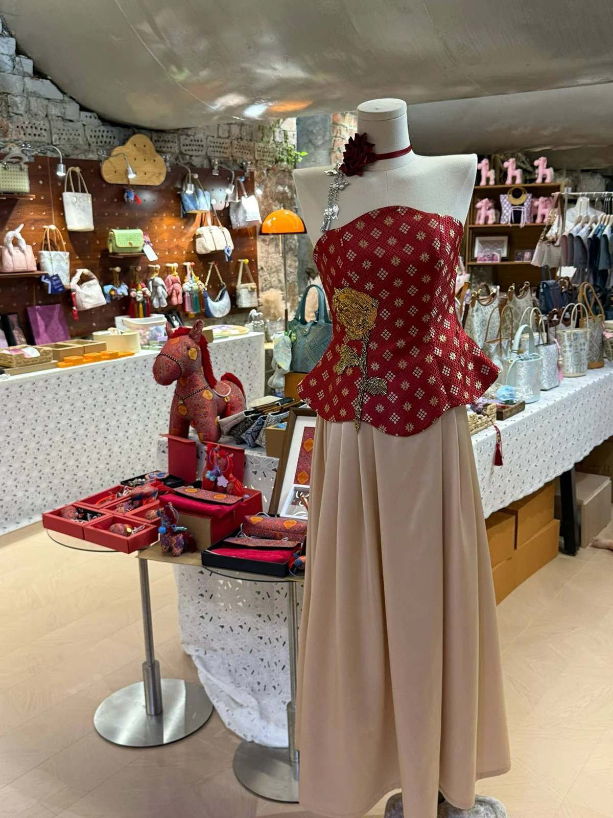Crimson Brocade Top — Supplier photograph