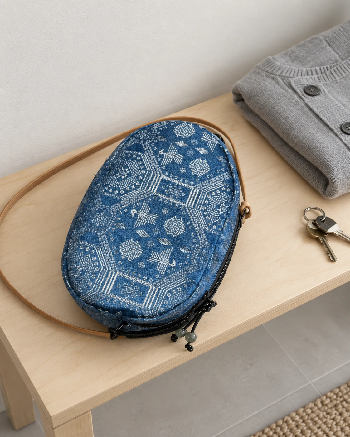 Rounded Brocade Crossbody in context