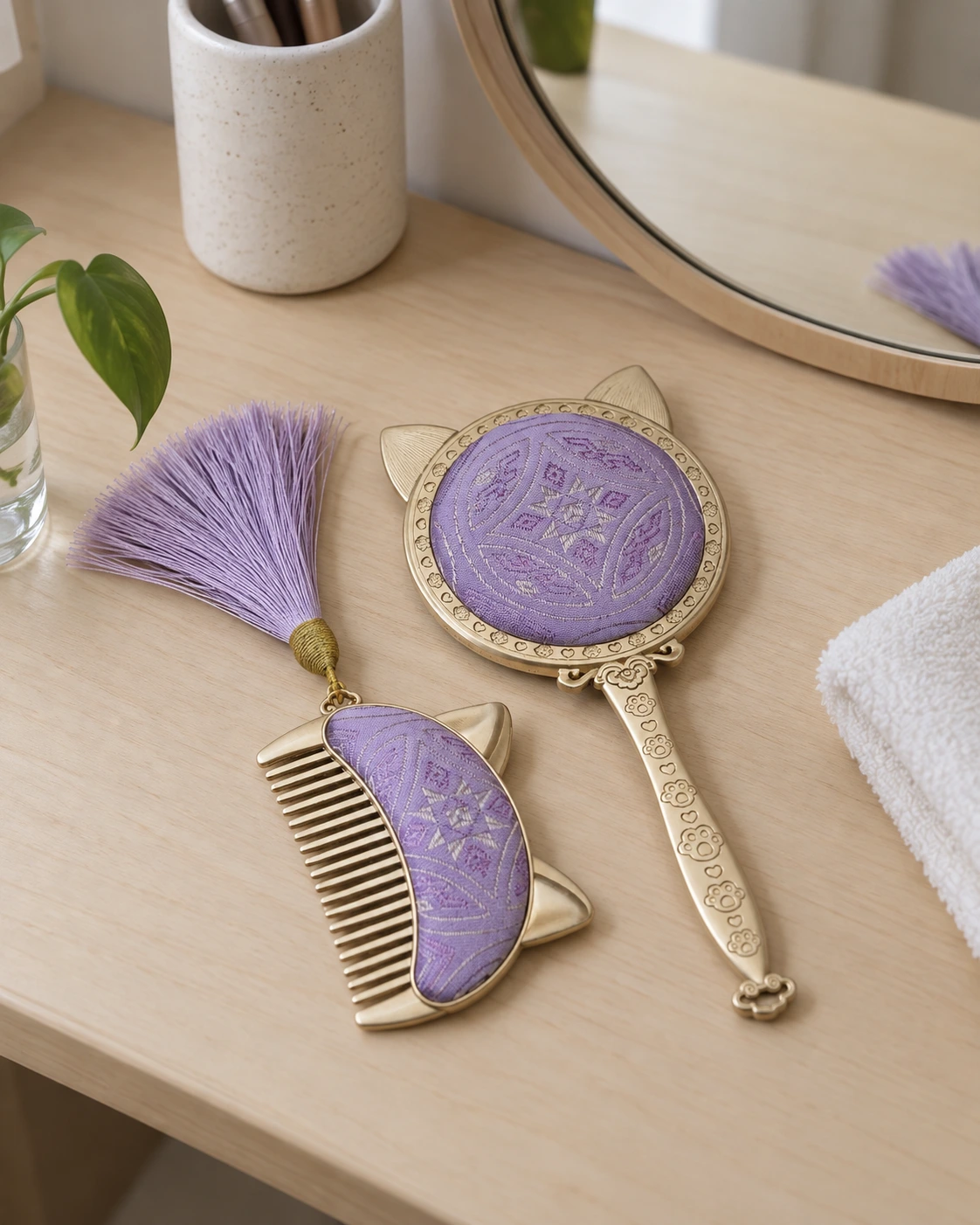 Violet Comb & Mirror Set in context
